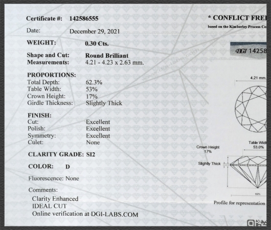 Brillant Ring 0,30ct, Si2; 585 Gold, DGI Zertifikat